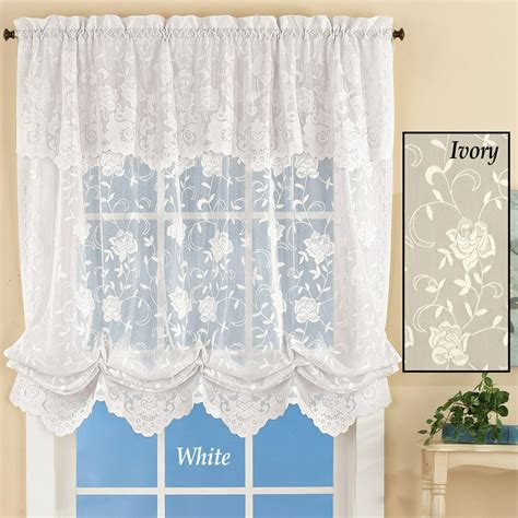 Floral Sheer Lace Tie Up Balloon Shade Window Curtain White Walmart