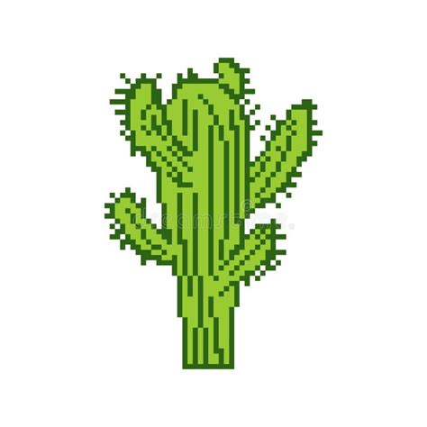 Cactus Pixel Art 8 Bit Cactus Isolated Pixelated Vector Illustration