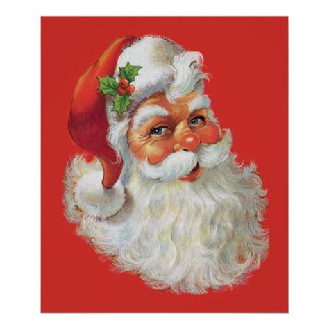 Vintage Santa Claus Portrait Poster Zazzle Santa Claus Pictures