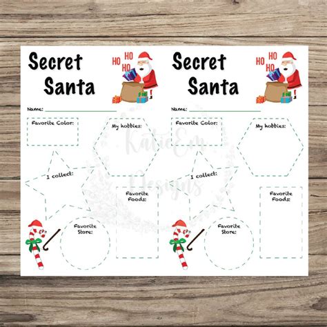 Secret Santa Kids Secret Santa List Digital Download Etsy