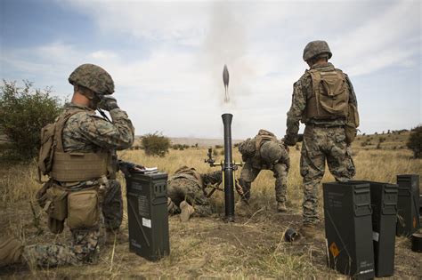 Marines Fire An M252 81 Mm Mortar System During Exercise Platinum Eagle