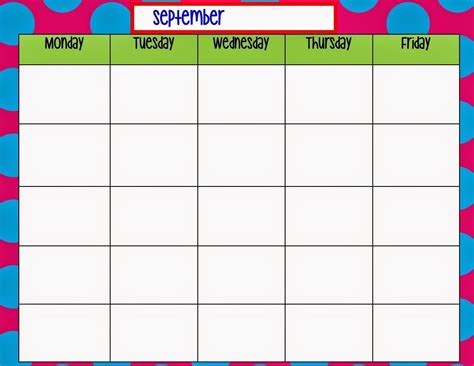 Blank Fillable Monday Through Friday Schedule Example Calendar Printable