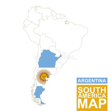 South America Contoured Map With Highlighted Argentina Stock Vector