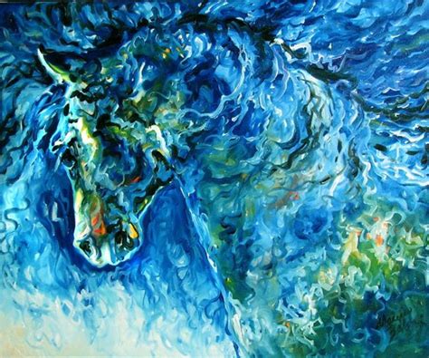 Abstract Horse In Blue By Marcia Baldwin From Animal