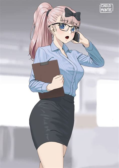 Artstation Secretary Fujiwara Carlo Montie Manga Anime Girl Anime