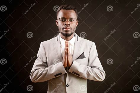 Praying Africanamerican Man In Good Clothing Ask The God For Health