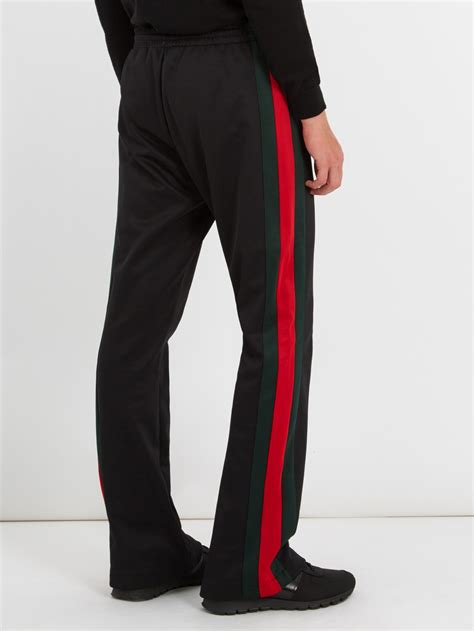 Gucci Synthetic Web Striped Mid Rise Track Pants In Black For Men Lyst