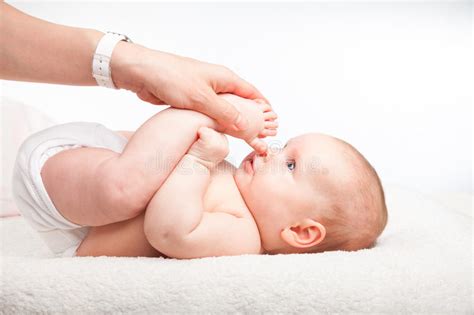 Infant Leg Massage Stock Image Image Of Infancy Calm 61414899