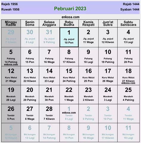 Kalender Jawa Februari 2023 Lengkap Dengan Hitungan Hari Baik Sports Rmb