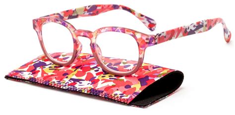 women s floral print reader with round frame shape