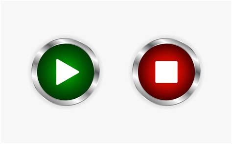 Play Stop Button Icon Vector Illustration With Red Green Color And