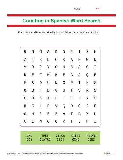 Hispanic Heritage Counting In Spanish Word Search Activity For Kids
