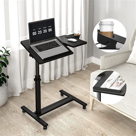 Buy Panta Height Adjustable Rolling Laptop Stand Overbed Table With 2