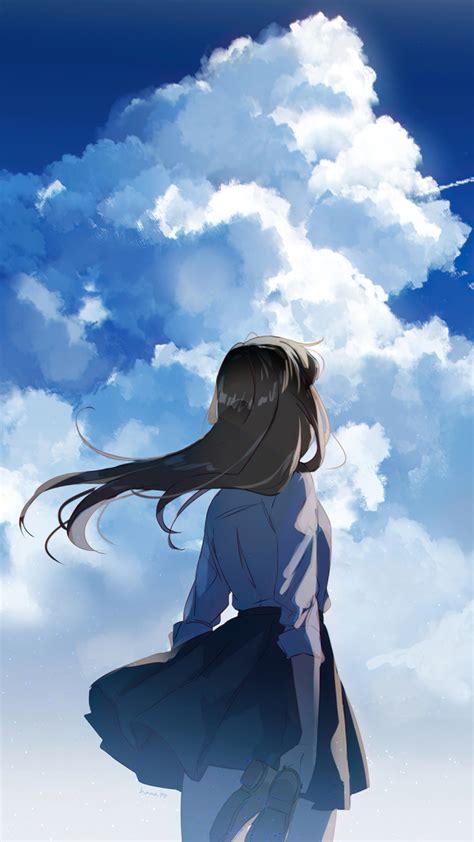 2160x3840 Anime School Girl Watching Clear Sky Sony Xperia Xxzz5 Premium Hd 4k Wallpapers