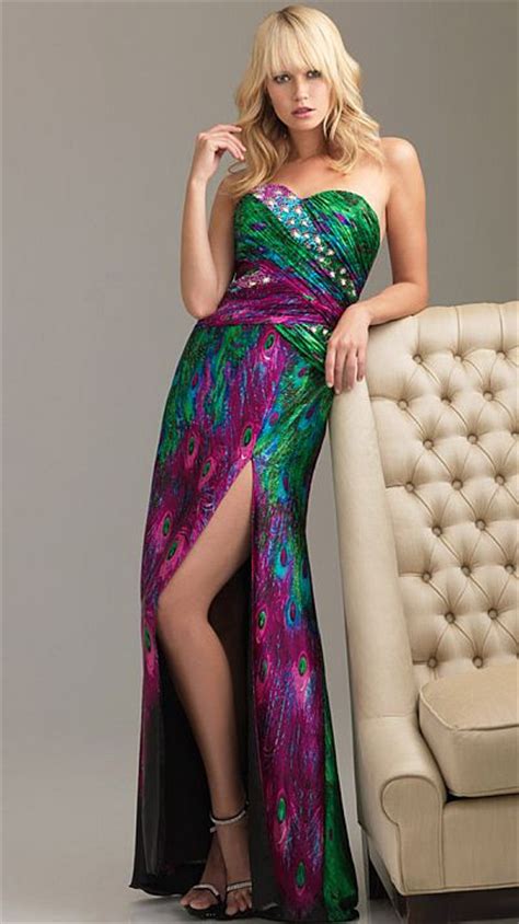 Night Moves Peacock Print Prom Dress 6429 By Allure French Novelty