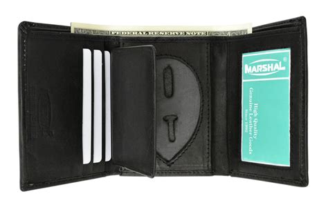 2519tabk Genuine Leather Trifold Badge Holder Wallet Black Police Ba
