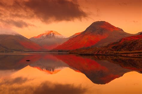 Wallpaper Landscape Mountains Sunset Hill Lake Reflection