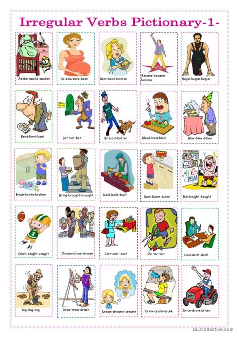 Irregular Verbs Pictionary 1 Or Cl English Esl Worksheets Pdf And Doc