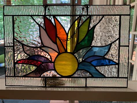 Stained Glass Window Panel Sunrise Scene