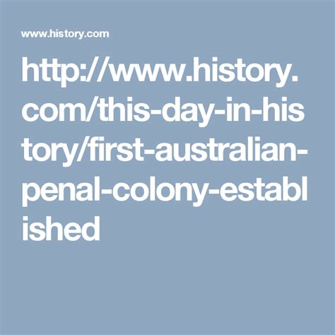This Day In Historyfirst Australian Penal
