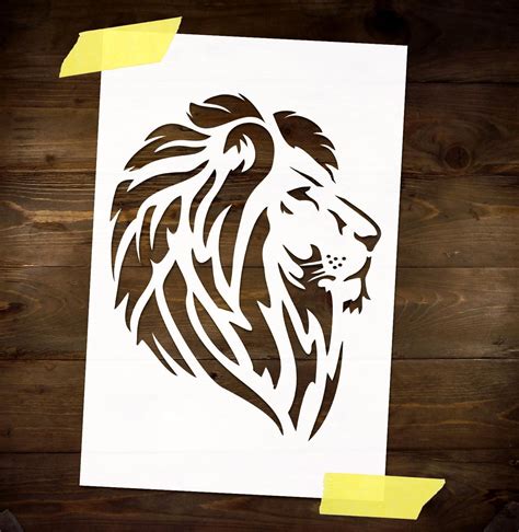 Lion Head Stencil Reusable Diy Craft Mylar Stencil For Paint Etsy