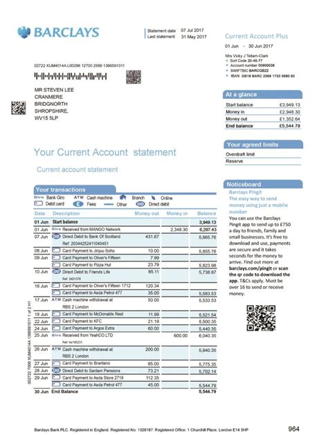 A bank statement helps account holders monitor their bank transactions and it's sent by a bank to account holders regularly. Barclays Bank Statement Template - Download Psd Templates