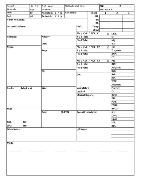 Patient Report Sheet For Student Nurses Makes Taking And Giving Report
