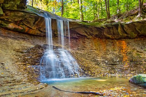Blue Hen Falls Waterfall In Cuyahoga Valley National Park Ohio Usa