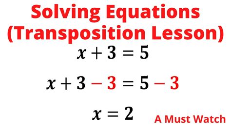 Solving Equations Algebra Transposition Lesson Easiest Lesson