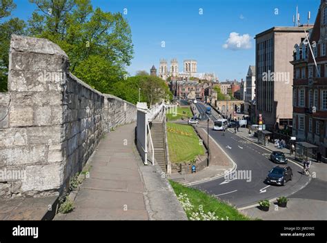 View From The City Walls To The Minster And York City Town Centre In