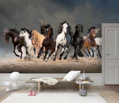 3d Magnificent Galloping Horse Wallpaper Removable Self Adhesive