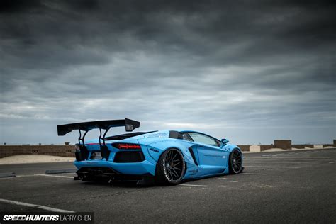 Wallpaper Blue Lamborghini Aventador Sports Car Lb Works