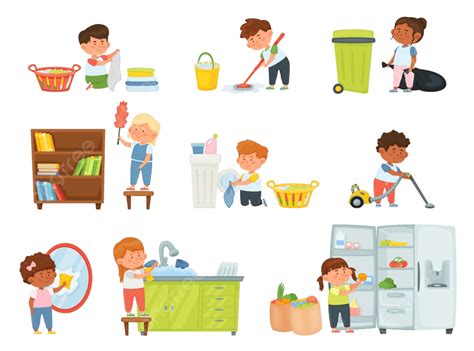 Do Housework Vector Png Images Cartoon Kids Doing Housework