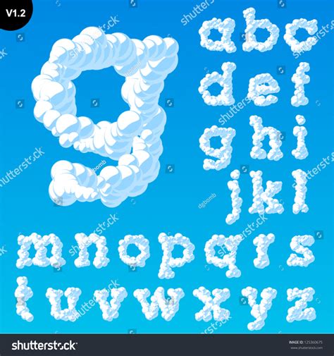 Vector Illustration Cloud Alphabet On Blue Stock Vector 125360675