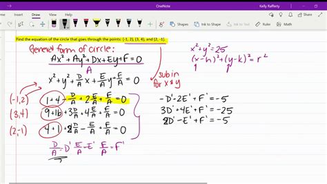 Use Matrices To Find Equation Of Circle Given 3 Points Youtube