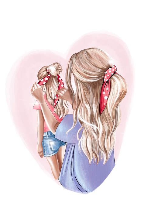 amazing mom and daughter illustration daughter s t printable art fashion cliparts art