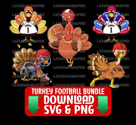 Thanksgiving Football Turkey Svg Bundle Instant Digital Etsy