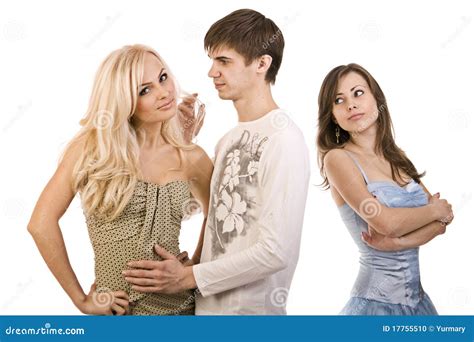 Two Girls And A Guy Rivalries He Makes A Choice Stock Photo Image