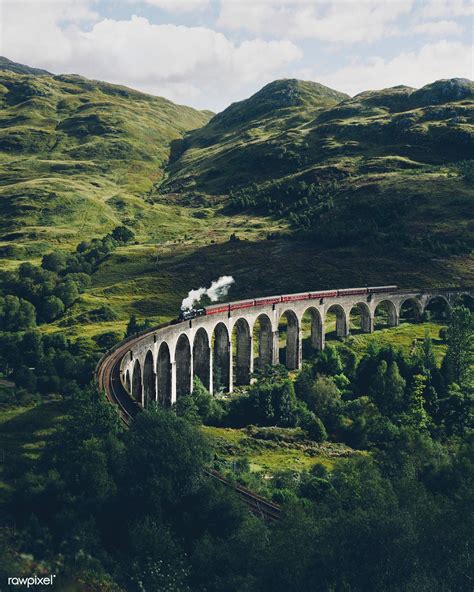 Glenfinnan Viaduct Railway In Inverness Shire Scotland Premium Image