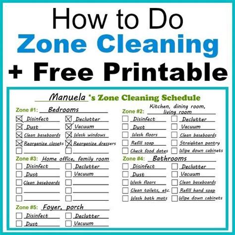 How To Do Zone Cleaning Free Printable Zone Cleaning Schedule Zone