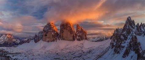 Nature Landscape Italy Mountain Sunset Snow Sky Panoramas