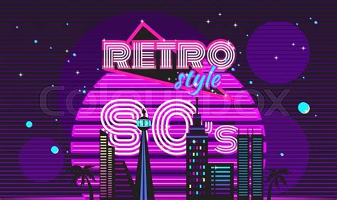 Retro Style 80s Disco Design Neon 80s Stock Vector Colourbox