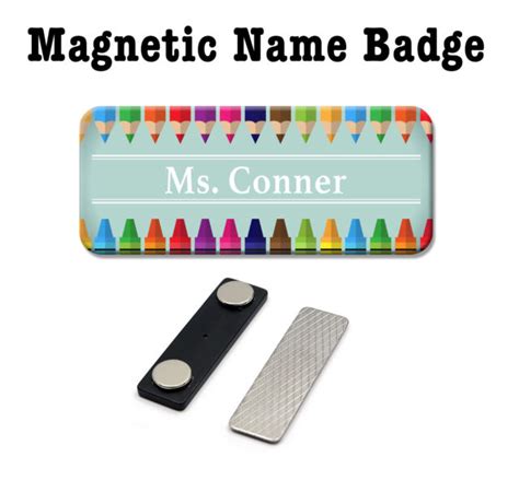 Teacher Colored Pencils Crayons Magnetic Name Badge Magnetic Name Tag