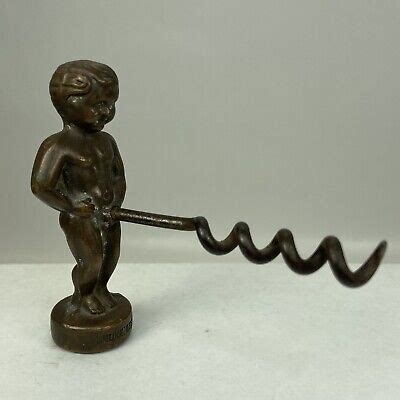 VINTAGE NAKED Babe Peeing Corkscrew For Wine Bottles Brass Bruxelles Figure PicClick