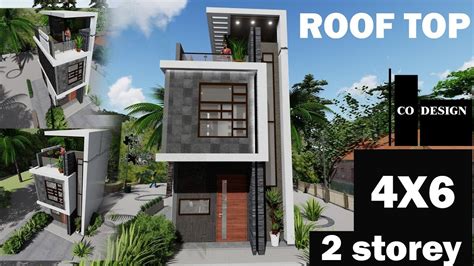 4x6 M 24 Sqm Small House With Rooftop 2 Storey House Youtube