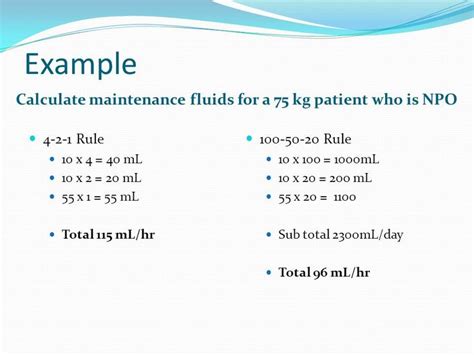 Calculate Maintenance Fluids Fluid Pediatrics Maintenance