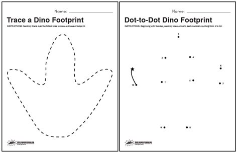 Dinosaur Footprint Tracing and Dot-to-Dot Worksheets - Paging Supermom