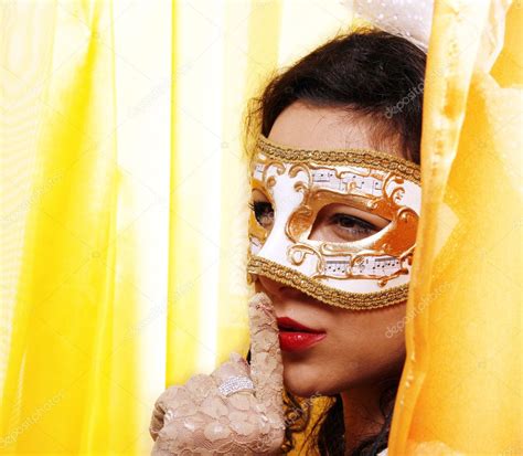 Woman Wearing A Carnival Mask Stock Photo Karuka