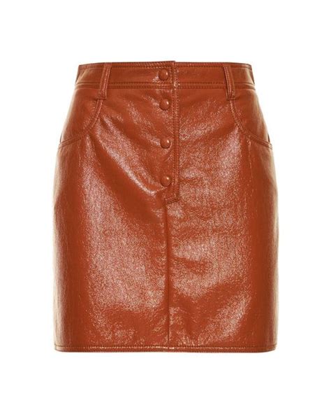 Msgm Wrinkled Faux Patent Leather Mini Skirt In Brown Lyst Canada
