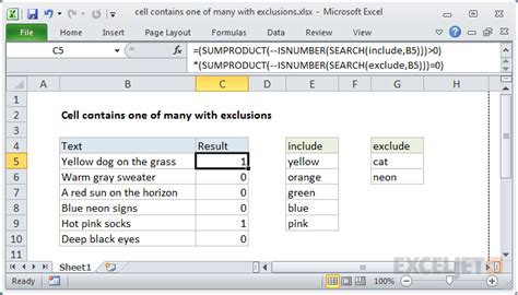 Cell Contains One Of Many With Exclusions Excel Formula Exceljet